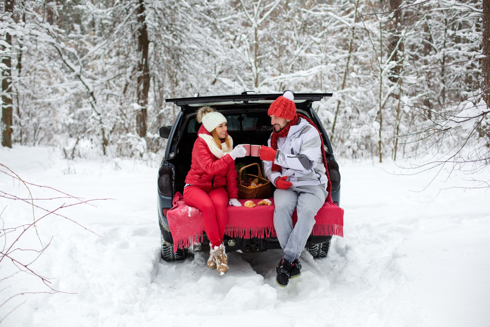 Фотосессия зимний пикник на автомобиле